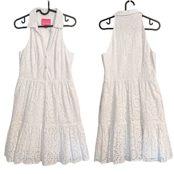 Lilly Pulitzer Trisha Eyelet Shirtdress Resort White 4 - Picture 5 of 10